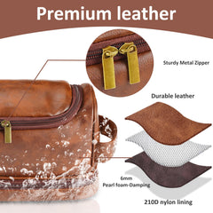Sparklove kit de afeitado grande en cuero, organización elegante para viajes.