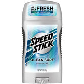 Speed Stick Desodorante Sólido Ocean Surf, frente, protección duradera sin residuo blanco.
