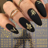 SPLOCUDU flores doradas para uñas, adhesivo 3D con brillo duradero.