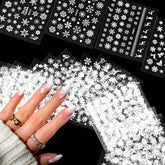 SPLOCUDU pegatinas navideñas 3D con copos de nieve para brillo duradero en uñas.