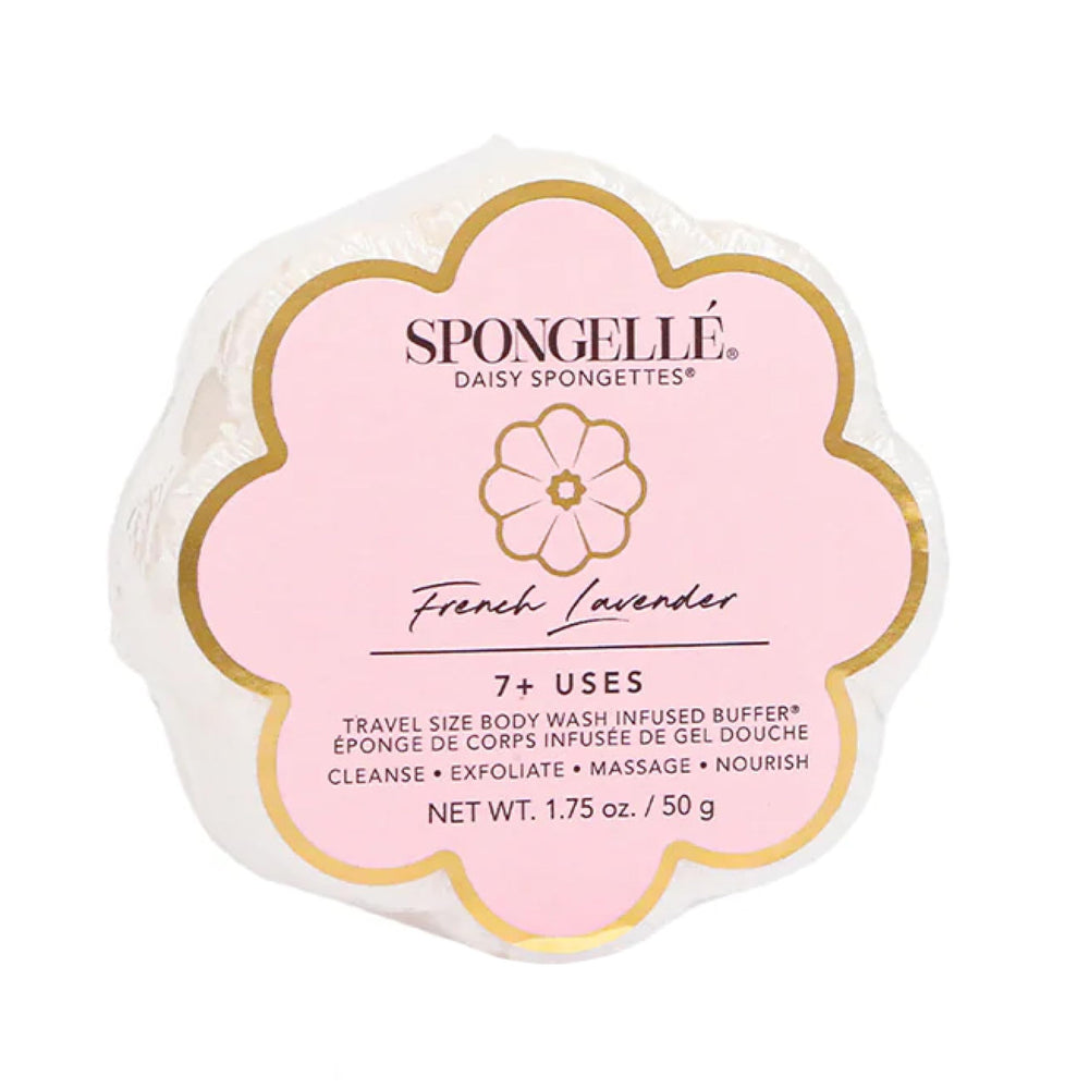 SPONGELLÉ Daisy Spongette French Lavender en ducha suave, aroma relajante.