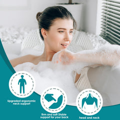 Almohada de baño SQLHM ayuda a aliviar tensión en hombros durante el baño.