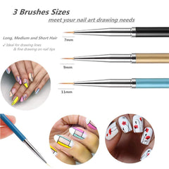 Pinceles liner SQULIGT 11 mm para dibujos detallados en uñas.