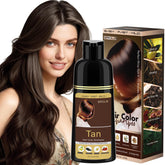 SROLM todo-en-1 tinte para cabello, frente de la botella, color natural y práctico.
