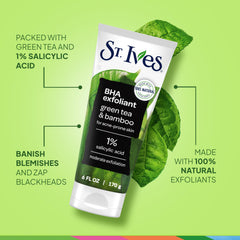 St. Ives exfoliante facial con ácido salicílico al 1% para poros limpios.