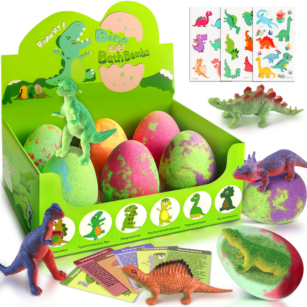 STARYAR bomba de baño con huevo dino sorpresa, ideal para entretener.