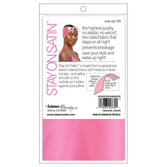 Stay On Satin gorro envolvente rosado, uso nocturno, cuida el cabello y evita roces durante el sueño.