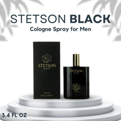 Stetson Black bottle side view highlights classic design for daily wear.
