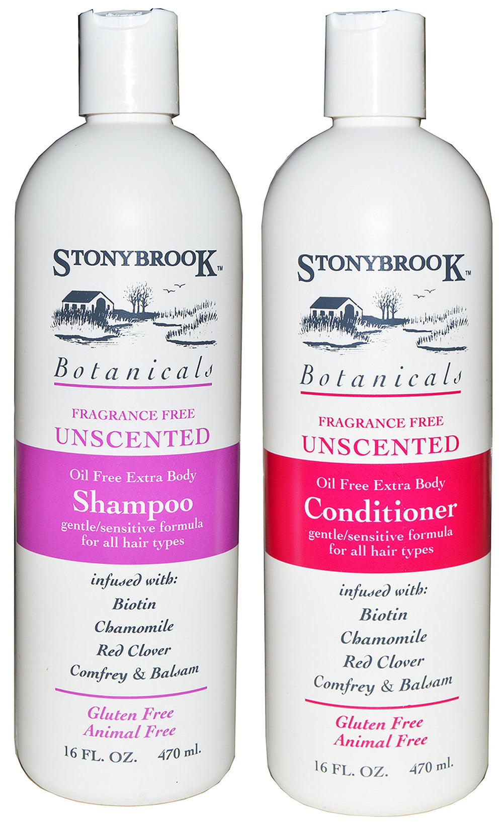 Stonybrook Botanicals champú sin fragancia, botella transparente para uso diario suave