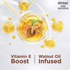 Cabello con brillo sutil tras aplicar Streax serum.
