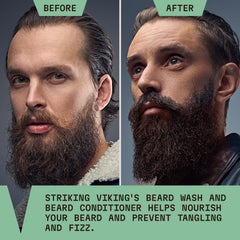 Striking Viking Barba Rutina simple de lavar, enjuagar y acondicionar.