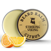 Striking Viking Beard Balm envase 2 oz para uso diario y transporte práctico.
