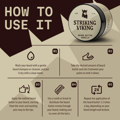 Aplicación de Striking Viking Beard Butter en la barba para control diario