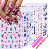 STZPRONAIL pegatinas florales con mariposas para uñas, ideal para manicura de primavera.