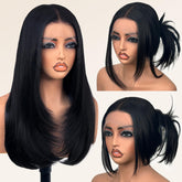 Su Mei.s glueless 26inch lace front wig front view, natural hairline ready to wear.
