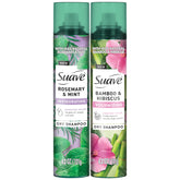 Suave champú en seco Romera y Menta: refresco entre lavados para el cabello.