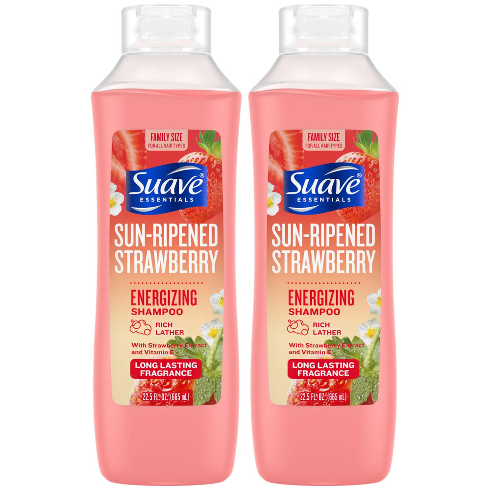 Champú Suave fresa sol botella: energía para el cabello al salir de la ducha.