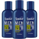 Suave Men Citrus Rush 3-in-1 bottle ready for on-the-go cleansing and conditioning.