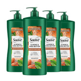 Suave Professionals Almendra y Mantequilla de Karité, botella frontal, hidratación suave para cabello seco.