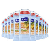 Desodorante invisible Suave Tropical Paradise en tubo, protección duradera sin manchas.