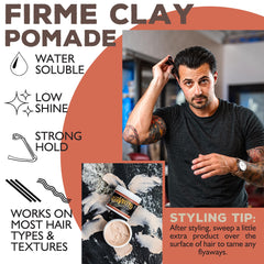 Fijación fuerte que resiste horas en peinados con Suavecito Firme Clay.