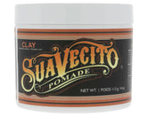 Suavecito Pomade Firme Clay, bote de 4 onzas: textura definida y agarre duradero para peinados.