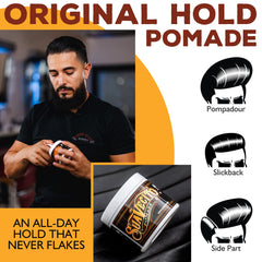 Suavecito Pomade Original Hold, brillo medio que realza el acabado natural
