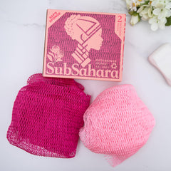 SubSahara esponja de red africana, agarre cómodo para duchas fáciles.