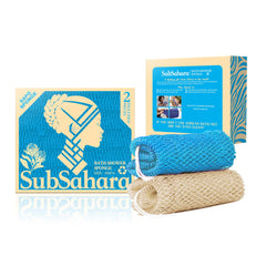 SubSahara esponja de red africana auténtica, dos paquetes para exfoliar suavemente la piel.