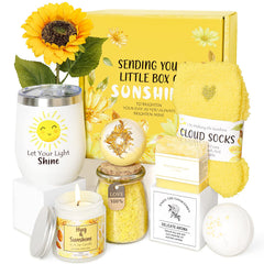Caja regalo amarilla de Suhctuptx ideal para alegrar el día con un toque de spa