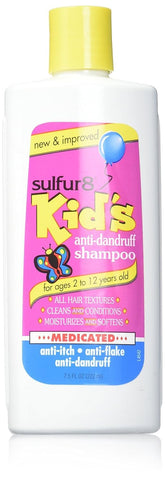 Sulfur 8 Kids anti-dandruff shampoo bottle for gentle scalp care.
