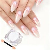 Sulily polvo cromo perla blanca para acabado espejo duradero en uñas.