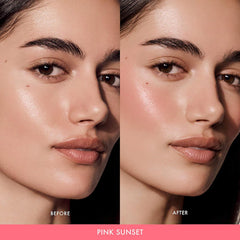 Summer Fridays Blush Butter Balm fingertip dab blends evenly on skin.