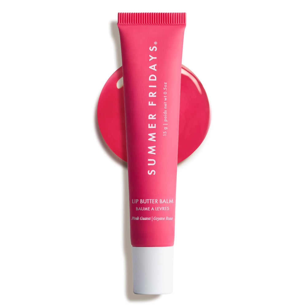 Summer Fridays Tinted Lip Butter Pink Guava compact delivers instant moisture and a light pink tint.