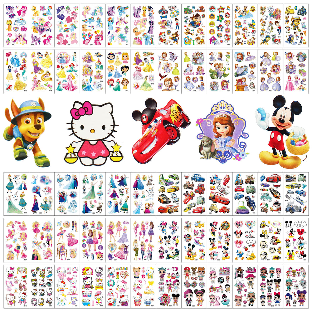Sun Awesome tatuajes temporales para niños, 60 diseños divertidos