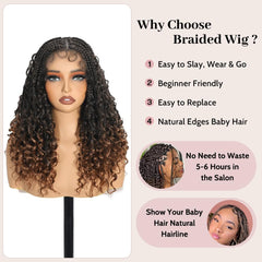Suntefic peluca trenzas boho con densidad 180 para volumen ligero.