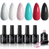 SUNUV gel esmalte set 16 colores, botellas exhibidas, acabado duradero.