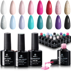 SUNUV kit de esmalte gel con 16 colores para uñas duraderas.