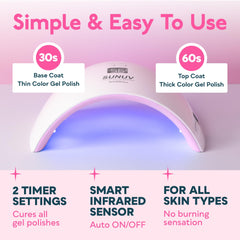 SUNUV SUN9X Plus: pantalla-lcd-uñas-rosa, muestra tiempo de curado.