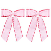 SUPCLIPS lazo de pelo rosa con borde rojo, ideal para peinados diarios con estilo.