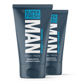 Super Fresh Co. loción higiénica para hombre, aplicación suave y fresca.