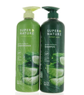 Shampooing Super Nature dans une bouteille hydratante, texture légère et fraîche.