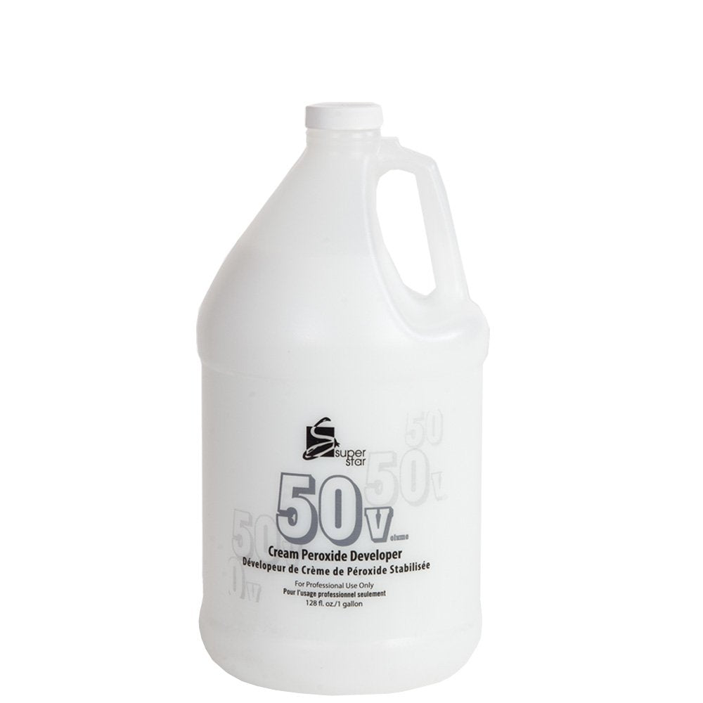 Super Star Crème Développeur 50 Volume, bouteille prête pour des mèches précises.