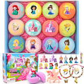 SUPERGFS princess inside bath bombs reveal a colorful surprise toy for imaginative bath time.