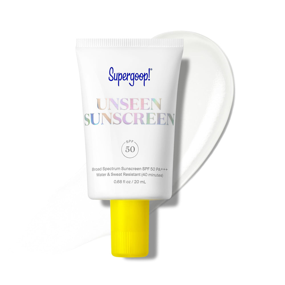 Supergoop Unseen SPF50: bote invisible para uso diario sin rastro blanco.