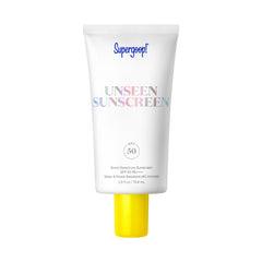 Supergoop Unseen Sunscreen: bote SPF 50, protector invisible para piel sin residuos.