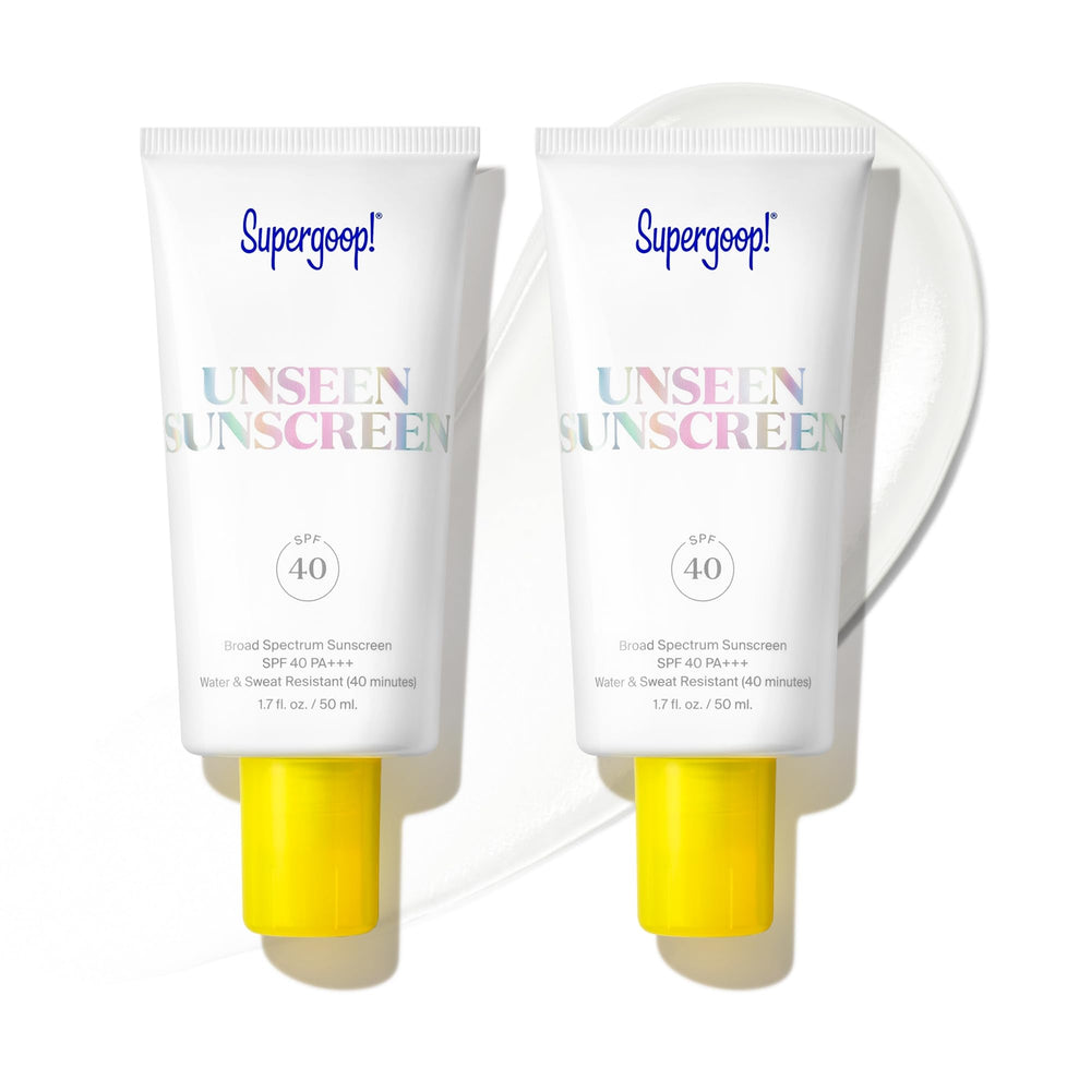 Supergoop! Unseen Sunscreen muestra textura invisible para acabado natural.