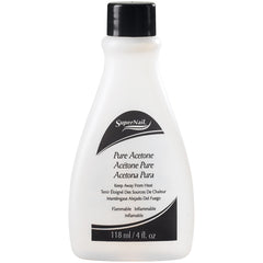 SuperNail removedor de acetona pura, botella de 4 oz para uso rápido.