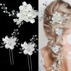 Supgoodom horquilla flor nupcial con cristal y perla, ideal para peinado duradero.