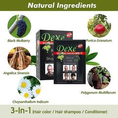 Dexe: aplicación rápida en casa para un cabello negro intenso.